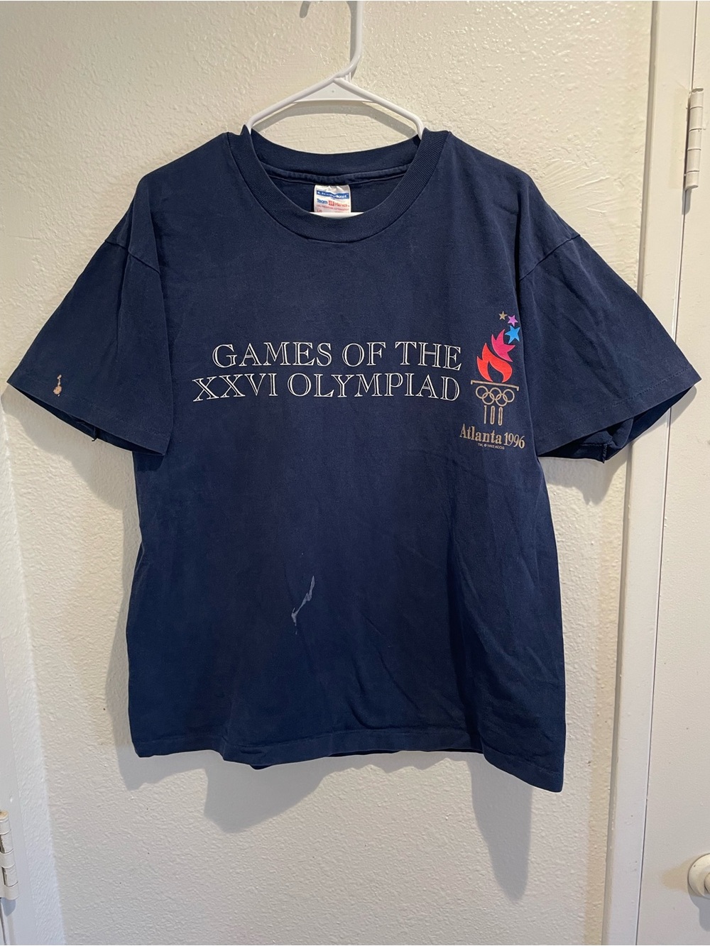 Vintage 1996 Atlanta Olympics T-Shirt Large Back Sports Grid Men's L USA
